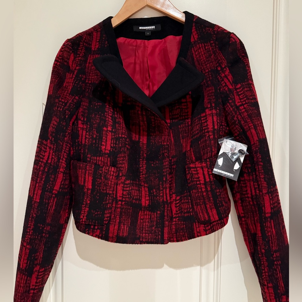 Chic Red and Black Women's Blazer
